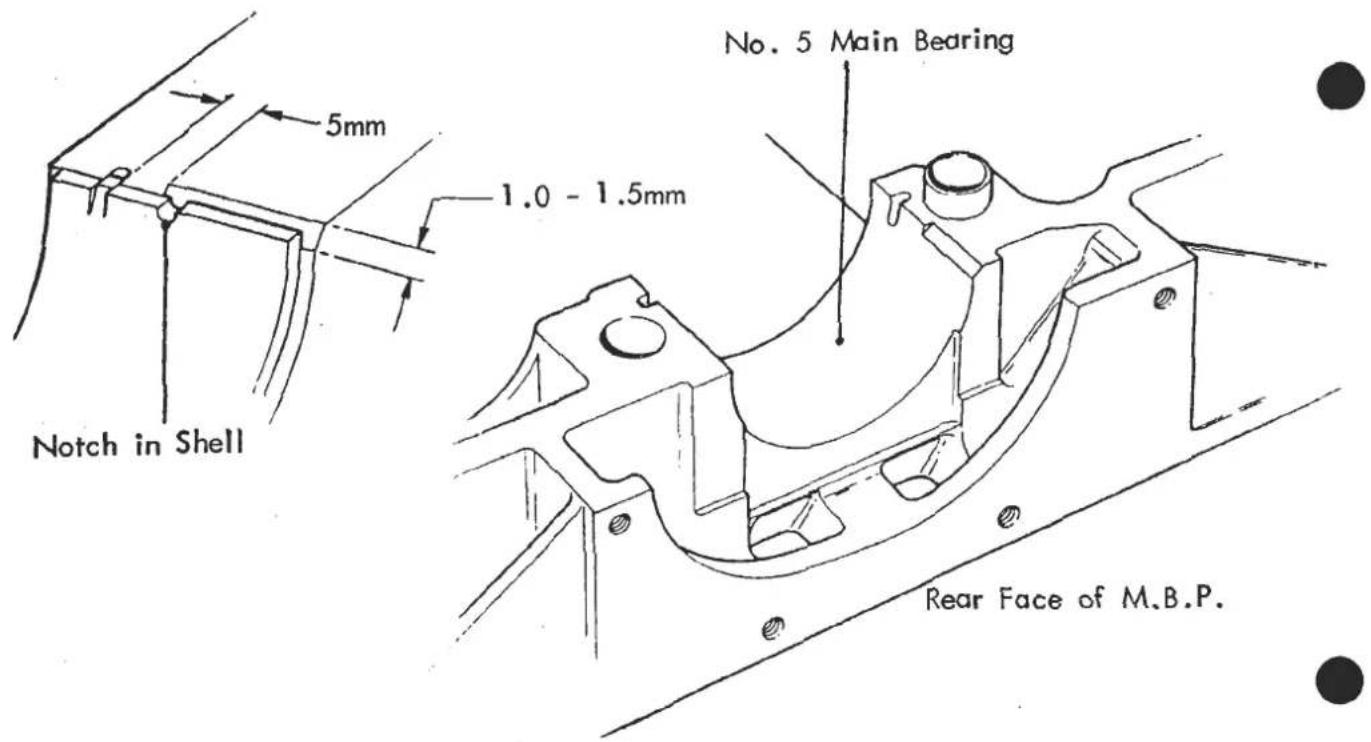5mm 1.0 - 1.5mm Notch in Shell No. 5 Main Bearing Rear Face of M.B.P.