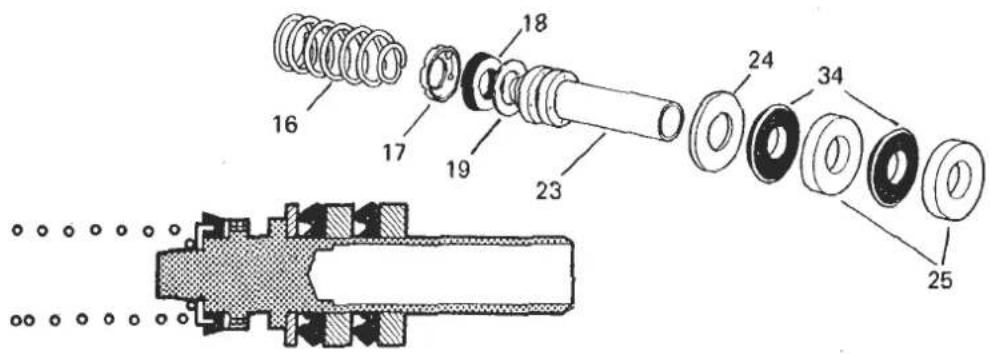 Exploded view diagram of a mechanical assembly with numbered parts for identification