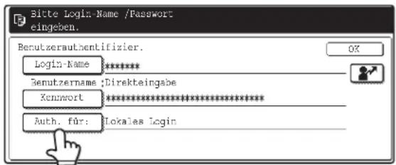 Bitte Login-Name / Passwort eingeben. Benutzerauthentifizierung. Login-Name ****** Benutzername: Direkteingabe Kennwort ****** Auth. für: Lokales Login