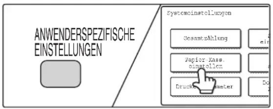 ANWENDERSPEZIFISCHE EINSTELLUNGEN Systemeinstellungen Gesamtzählung Papierkassette einstellen Druckparameter Ein