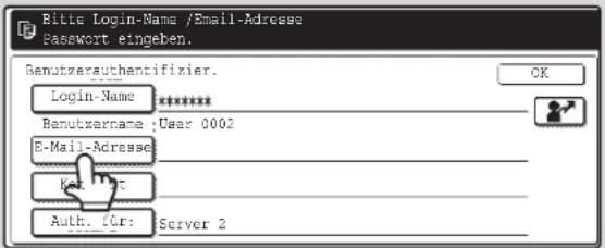 Bitte Login-Name /Email-Adresse Password eingeben. Benutzerauthentifizier. Login-Name ****** Benutzarrame :User 0002 E-Mail-Adresse Ku Auth. For: Server 2