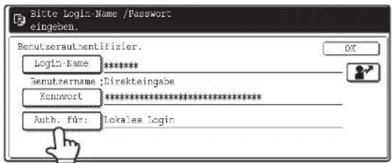 Bitte Login Name /Password eingeben. Benutzerauthentifizier. Login Name ****** Benutzername :Direktreibingsbe Kennwort ******** Auth. für: Lokales Login