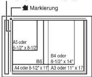 Markierung A5 oder 6-1/2" x 8-1/2" B5 B4 oder 8-1/2" x 14" A4 oder 8-1/2" x 11" A3 oder 11" x 17"