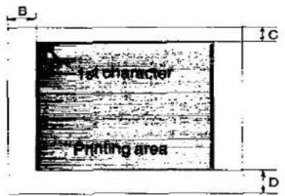 For character Printing area B C D