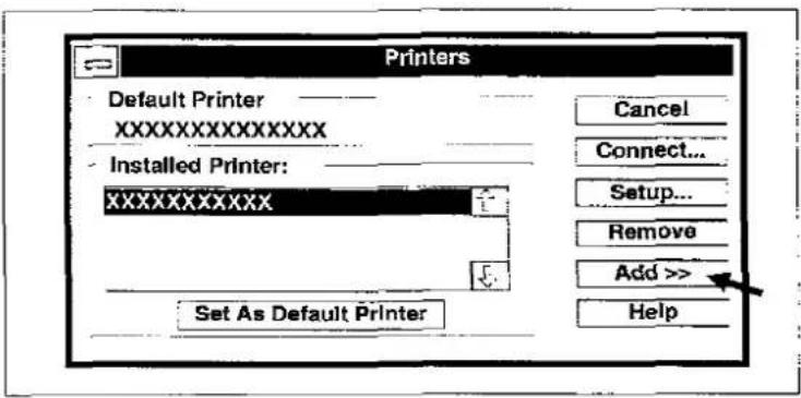 Printers Default Printer XXXXXXXXXXXXX Installed Printer: XXXXXXXXXXXX Set As Default Printer Cancel Connect... Setup... Remove Add >> Help