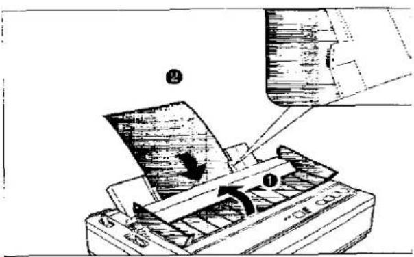 Diagram illustrating a printer printing process with labeled parts and steps, including 'OLE COOL' and numbered annotations.