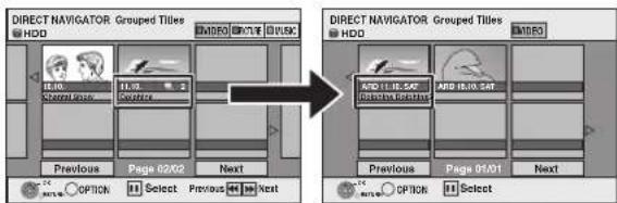 DIRECT NAVIGATOR Grouped Titles HDD 11.00 Standard Image 11.03 Guideline Previous Page 02/02 Next DIRECT NAVIGATOR Grouped Titles HDD AMD 11.00.SAT Guideline Guideline AMD 11.03.SAT Previous Page 03/01 Next OPTION Select Previous Page 04/01 Next
