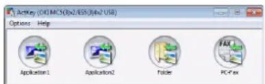 ActKey (C:\MC3\3\x2/ESB\3\4x2 USB) Options Help Application1 Application2 Folder PC-Fax