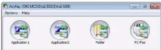 ActKey (OKI MCS(3|x2/ESS(3|x2 USB) Options Help Application1 Application2 Folder PC-Fax