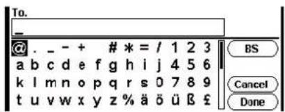 To. @ _ - + # * = / 1 2 3 a b c d e f g h i j 4 5 6 k l m n o p q r s 0 7 8 9 t u v w x y z % ä ö ü B £ BS Cancel Done
