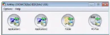ActKey (010 MC530)x2/ESB(3)(4)x2 USB Options Help Application1 Application2 Folder PC-Fax