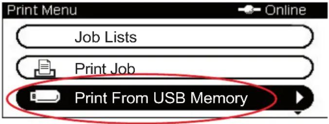 Print Menu Job Lists Print Job Print From USB Memory