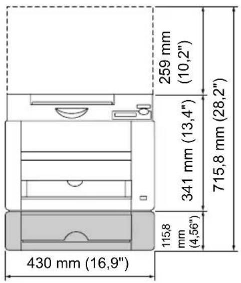 259 mm (10,2") 341 mm (13,4") 715,8 mm (28,2") 115,8 mm (4,56") 430 mm (16,9)