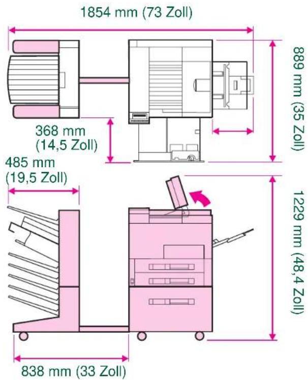 1854 mm (73 Zoll) 368 mm (14,5 Zoll) 485 mm (19,5 Zoll) 838 mm (33 Zoll) 889 mm (35 Zoll) 1229 mm (48,4 Zoll)