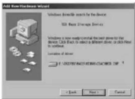 Add Now Hardware Wizard Windows Activefile search for the device USB Base Storage Driver Windows is now ready to install the best drive for the device. Click Back to select a different driver, or click Next to continue. Location of driver E:\WINDOWS\ADWICH\CHINEER\DF 1 < Back Next > Cancel