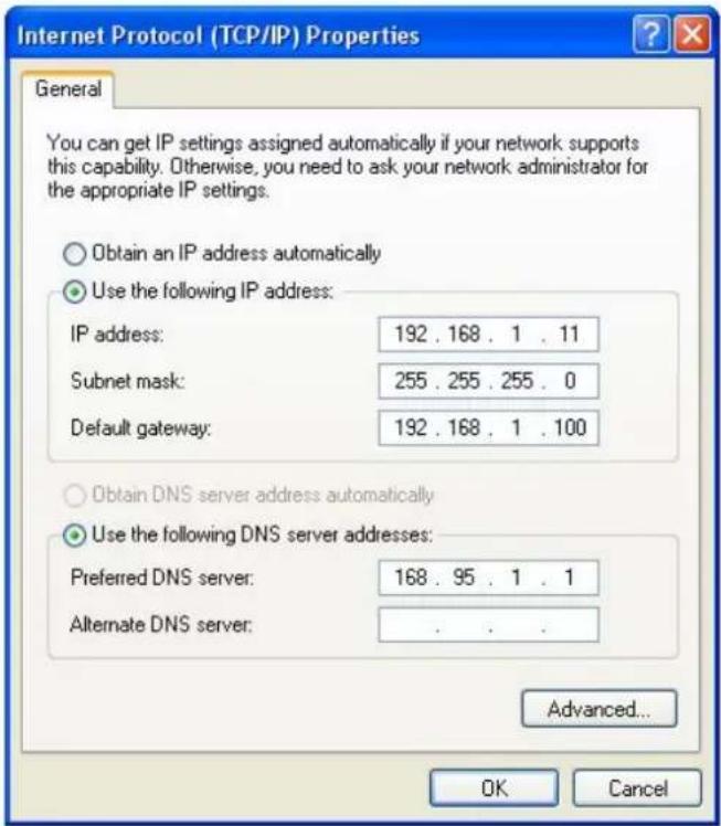 Internet Protocol (TCP/IP) Properties General You can get IP settings assigned automatically if your network supports this capability. Otherwise, you need to ask your network administrator for the appropriate IP settings. Obtain an IP address automatically Use the following IP address: IP address: 1…