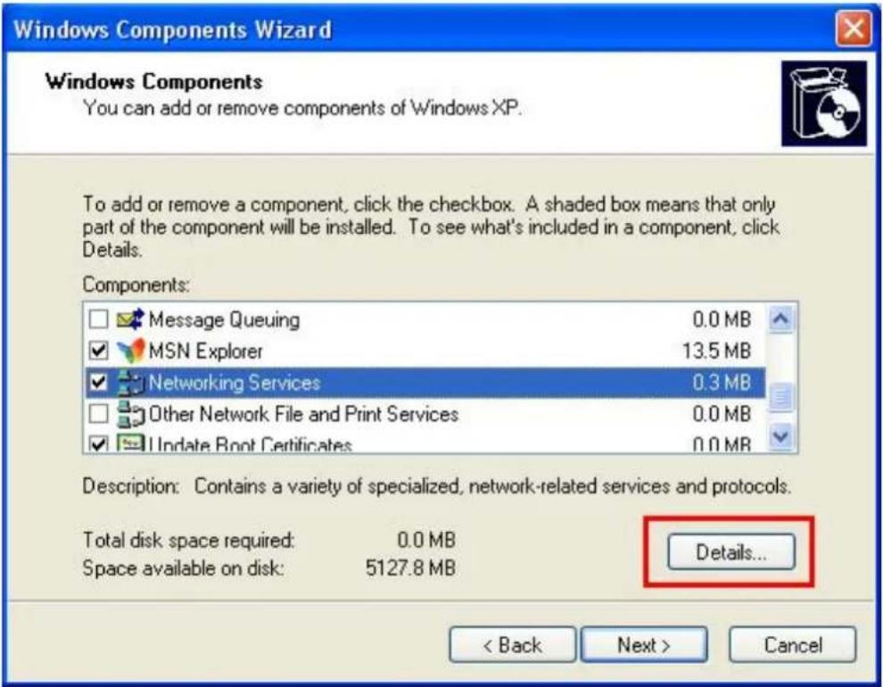 Windows Components Wizard Windows Components You can add or remove components of Windows XP. To add or remove a component, click the checkbox. A shaded box means that only part of the component will be installed. To see what's included in a component, click Details. Components: Message Queuing 0.0 M…