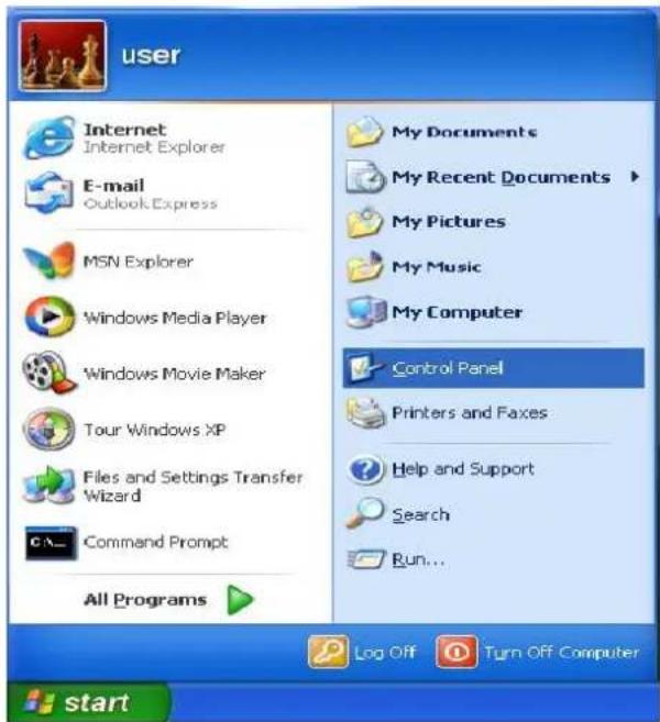user Internet Internet Explorer E-mail Outlook Express MSN Explorer Windows Media Player Windows Movie Maker Tour Windows XP Files and Settings Transfer Wizard Command Prompt All Programs My Documents My Recent Documents My Pictures My Music My Computer Control Panel Printers and Faxes Help and Supp…