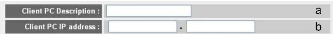 Client PC Description : a Client PC IP address : - b
