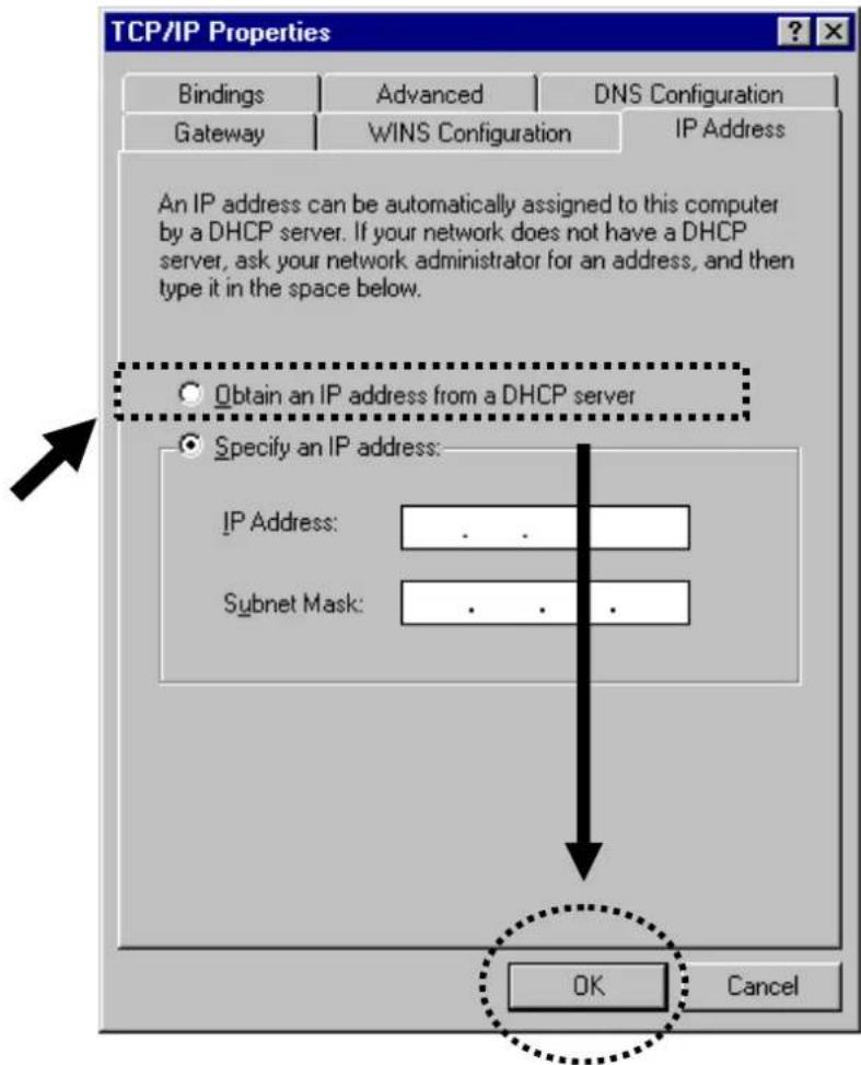 TCP/IP Properties Bindings Advanced DNS Configuration Gateway WINS Configuration IP Address An IP address can be automatically assigned to this computer by a DHCP server. If your network does not have a DHCP server, ask your network administrator for an address, and then type it in the space below.…