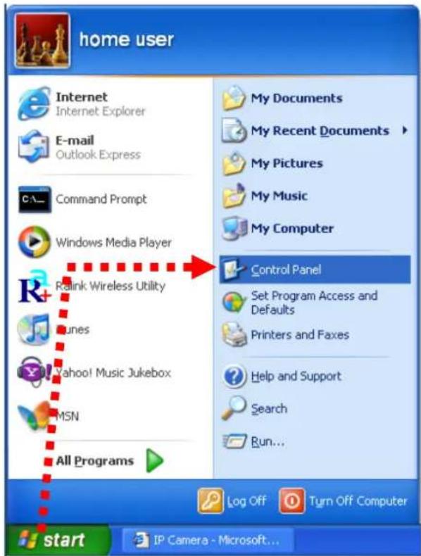 home user Internet Internet Explorer E-mail Outlook Express Command Prompt Windows Media Player Ralink Wireless Utility iTunes Yahoo! Music Jukebox MSN All Programs My Documents My Recent Documents My Pictures My Music My Computer Control Panel Set Program Access and Defaults Printers and Faxes Help and Support Search Run... Log Off Turn Off Computer start IP Camera - Microsoft...