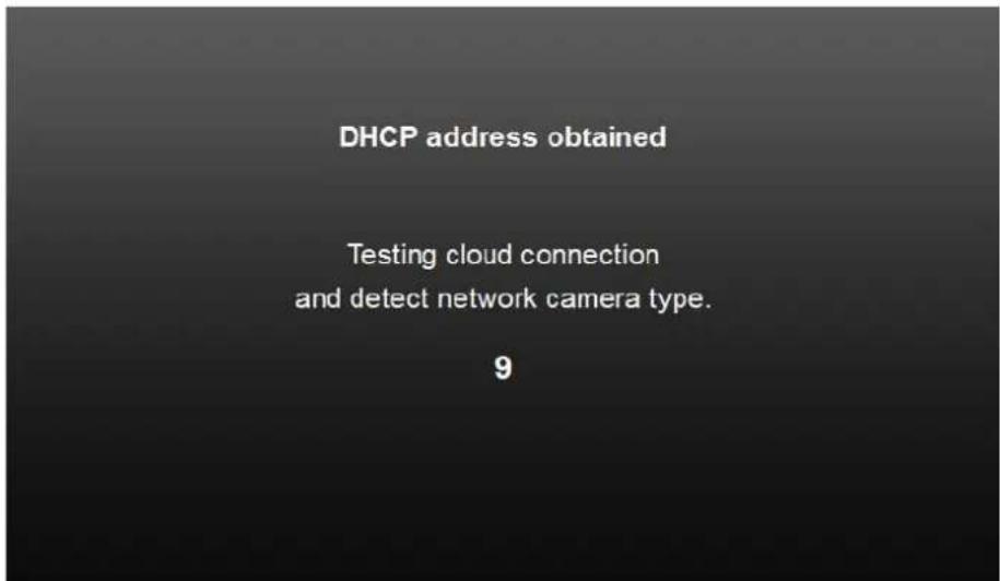 DHCP address obtained Testing cloud connection and detect network camera type. 9