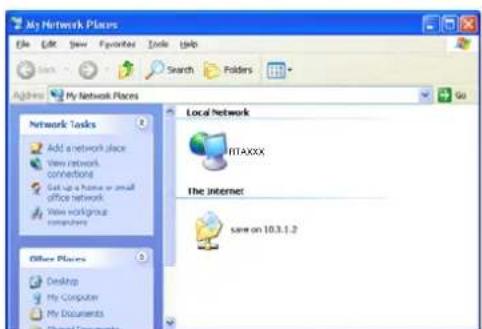 My Network Places File Edit Save Favorites Tools Help Search Folders Address My Network Places Network Tasks Add a network place View network connections Get up a home or small office network View workgroup computers Other Places Desktop My Computer My Documents Local Network RTAXXX The Internet save on 10.3.1.2