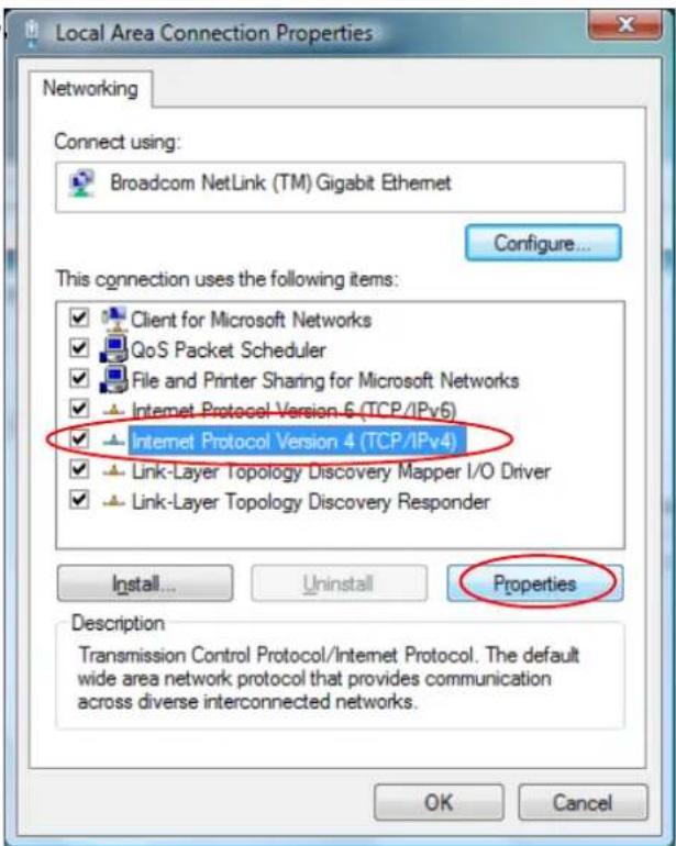 Local Area Connection Properties Networking Connect using: Broadcom NetLink (TM) Gigabit Ethernet Configure... This connection uses the following items: Client for Microsoft Networks QoS Packet Scheduler File and Printer Sharing for Microsoft Networks Internet Protocol Version 6 (TCP/IPv6) Internet Protocol Version 4 (TCP/IPv4) Link-Layer Topology Discovery Mapper I/O Driver Link-Layer Topology Discovery Responder Install... Uninstall Properties Description Transmission Control Protocol/Internet Protocol. The default wide area network protocol that provides communication across diverse interconnected networks. OK Cancel