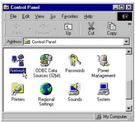 Control Panel File Edit View Go Favorites Help Back Forward Up Cut Copy Address Control Panel Network ODBC Data Sources (32bit) Passwords Power Management Printers Regional Settings Sounds System My Computer
