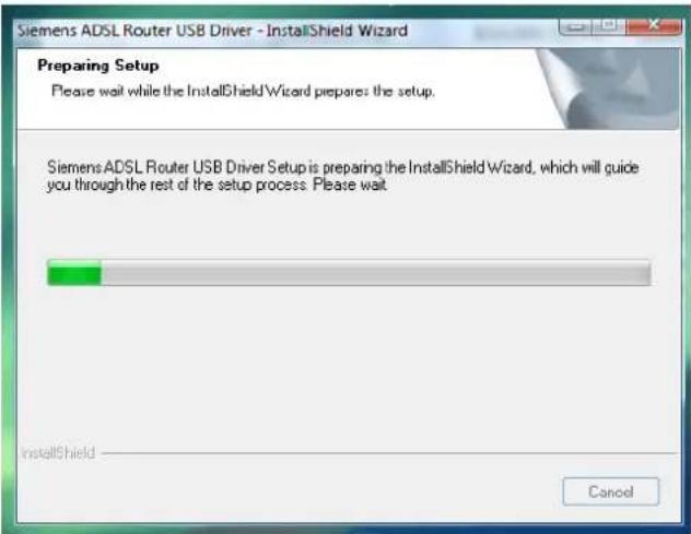 Siemens ADSL Router USB Driver - InstallShield Wizard Preparing Setup Please wait while the InstallShield Wizard prepares the setup. Siemens ADSL Router USB Driver Setup is preparing the InstallShield Wizard, which will guide you through the rest of the setup process. Please wait InstallShield Cancel