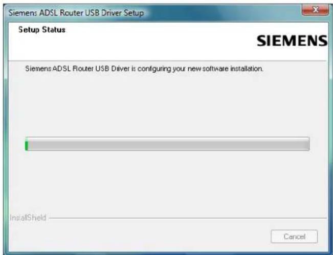 Siemens ADSL Router USB Driver Setup Setup Status SIEMENS Siemens ADSL Router USB Driver is configuring your new software installation. InstallShield Cancel