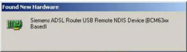 Found New Hardware Siemens ADSL Router USB Remote NDIS Device (BCM63xx Based)