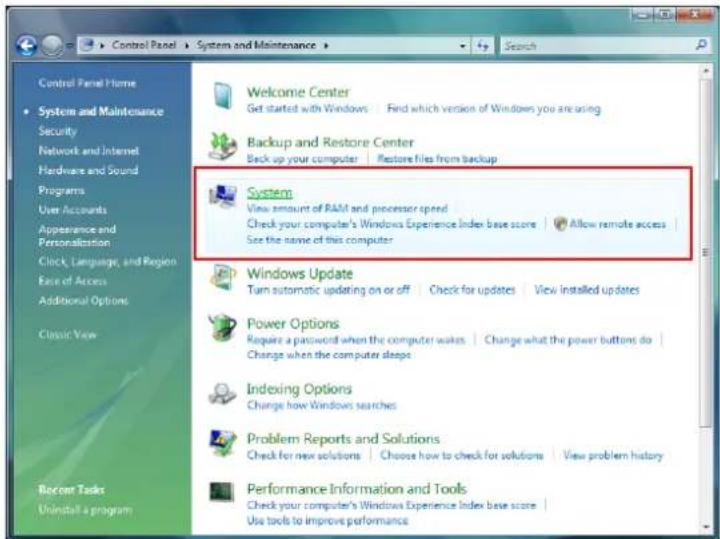 Control Panel Home • System and Maintenance Security Network and Internet Hardware and Sound Programs User Accounts Appearance and Personalization Clock, Language, and Region Ease of Access Additional Options Classic View Recent Tasks Uninstall a program Welcome Center Get started with Windows Find which version of Windows you are using Backup and Restore Center Back up your computer Restore files from backup System View amount of RAM and processor speed Check your computer's Windows Experience Index base score Allow remote access See the name of this computer Windows Update Turn automatic updating on or off Check for updates View installed updates Power Options Require a password when the computer wakes Change what the power buttons do Change when the computer sleeps Indexing Options Change how Windows searches Problem Reports and Solutions Check for new solutions Choose how to check for solutions View problem history Performance Information and Tools Check your computer's Windows Experience Index base score Use tools to improve performance