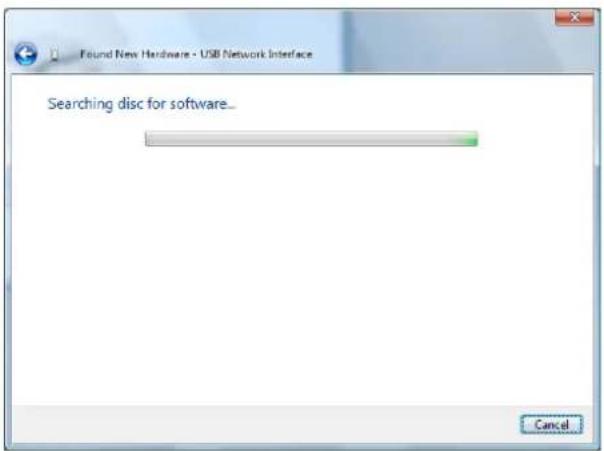 Found New Hardware - USB Network Interface Searching disc for software... Cancel