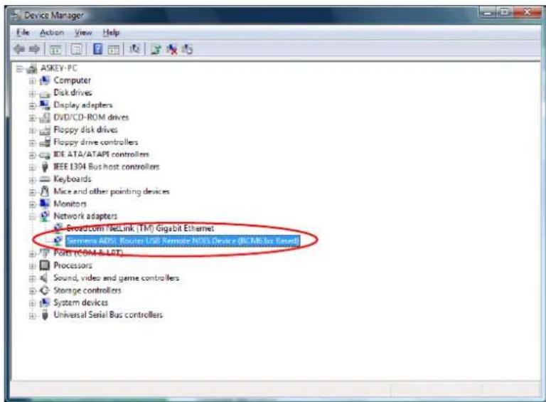 Device Manager File Action View Help ASKEY-PC Computer Disk drives Display adapters DVD/CD-ROM drives Floppy disk drives Floppy drive controllers IDE ATA/ATAPI controllers IEEE 1304 Bus host controllers Keyboards Mice and other pointing devices Monitors Network adapters BroadComi NetLink (TM) Gigabit Ethernet Security ADS: Route LSR Remote NOS Device (NOS) Bus Based Ports (COM & LAT) Processors Sound, video and game controllers Storage controllers System devices Universal Serial Bus controllers