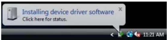 Installing device driver software Click here for status. 11:21 AM