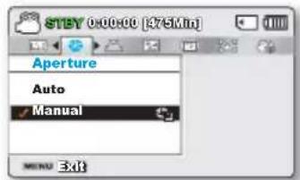 STBY 0800-00 [375min] Aperture Auto Manual MENU Exit