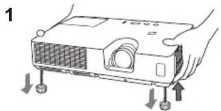 HITACHI CP-X2021WN - Ausrichten des Projektors über die Einstellfüße - 2