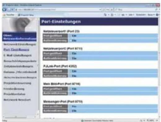 Port-Einstellungen Netsteuerport (Port 23) Port gezeichnet AuRussetzierung Fin Netsteuerport (Port 9711) Port gezeichnet AuRussetzierung Fin P.JLink-Port (Port 4352) Port gezeichnet AuRussetzierung Fin Main Bild-Port (Port 9716) Port gezeichnet AuRussetzierung Fin Messenger-Port (Port 9711) Port gezeichnet AuRussetzierung Fin
