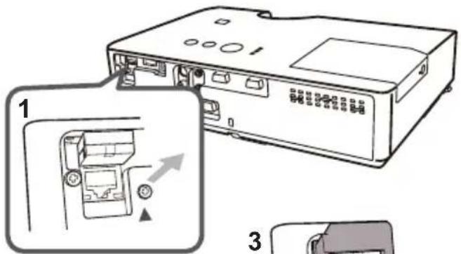 HITACHI CP-X2021WN - Verwendung des Sicherungsstabs und Schlitzes - 2