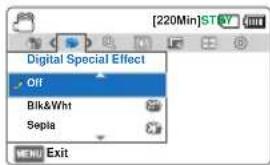 Digital Special Effect Off Blk&Wh1 Sepla MENU Exit