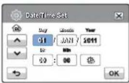 Date/Time Set 01 / JAN / 2011 02 : 00 OK