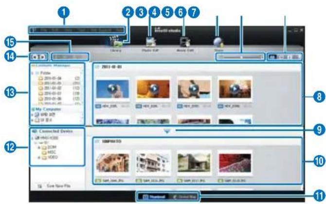 SAMSUNG HMX-H305UP - Schritt: Das Hauptfenster von Intelli-Studio - 1