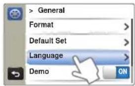 > General Format > Default Set > Language > Demo ON