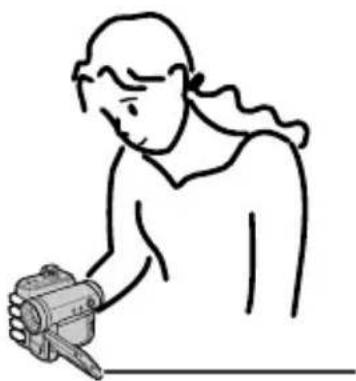 Line drawing of a person holding a mechanical device (no text or symbols)
