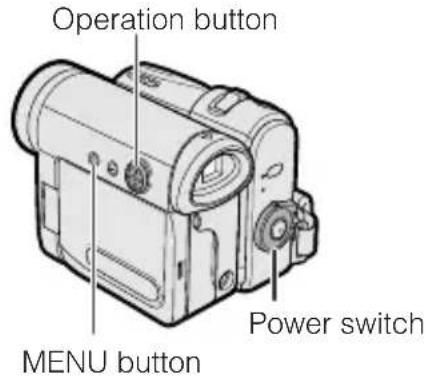 Operation button, MENU button, Power switch