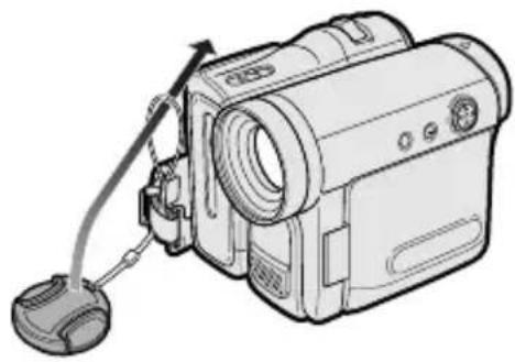 Line drawing of a digital camera with attached sensor and cable (no text or symbols)
