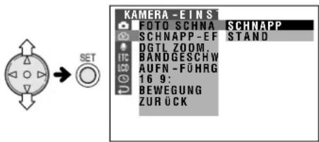 KAMERA -EINS FOTO SCHNA SCHNAPP SCHNAPP-EF STAND DGTL ZOOM. BANDGESCHW AUFN-FÜHRG 16 9: BEWEGUNG ZURÜCK