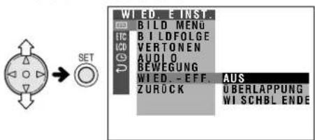 WIED INST. BILD MENU BILDFOLGE VERTONEN AUDIO BEWEGUNG WIED.-EFF. ZUROCK AUS UBERLAPPUNG WI SCHBL ENDE