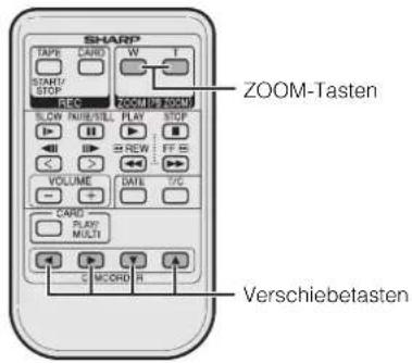 SHARP TAPE CARD W START/STOP REC ZOOM-TASTEN FLOW NUM/SILL PLAY STOP REW FF VOLUME DATE T/C CARD PLAY MULTI S MORD R ZOOM-TASTEN Verschiebetasten